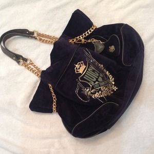 Navy blue large velour purse