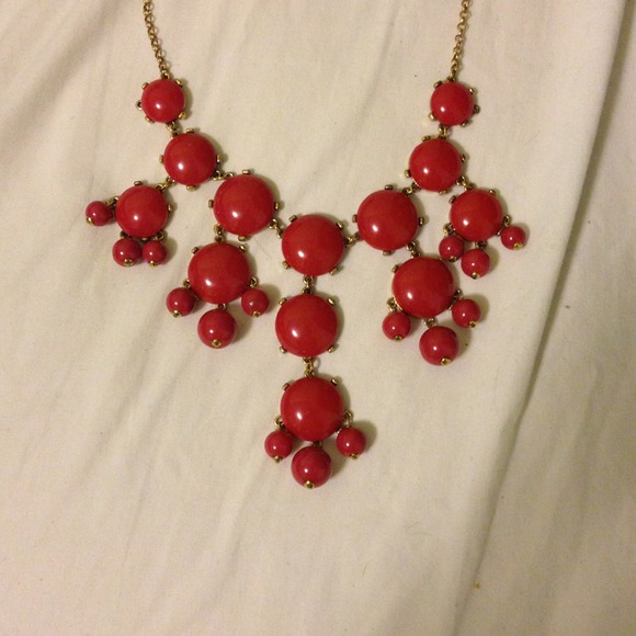 Jcrew inspired bubble necklace in coral-red