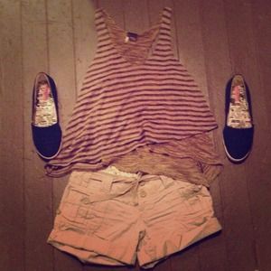 RESERVED! Green and black striped tank top