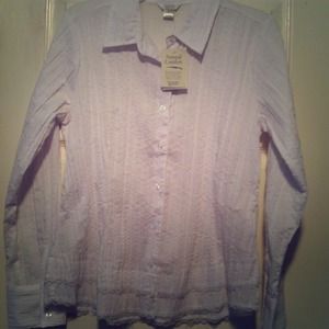 Sheer button up lace trim on bottom