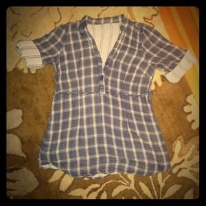 Blue plaid anthro top size 6