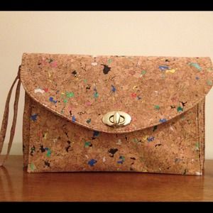 Chic clutch, crock, artistic paint stains