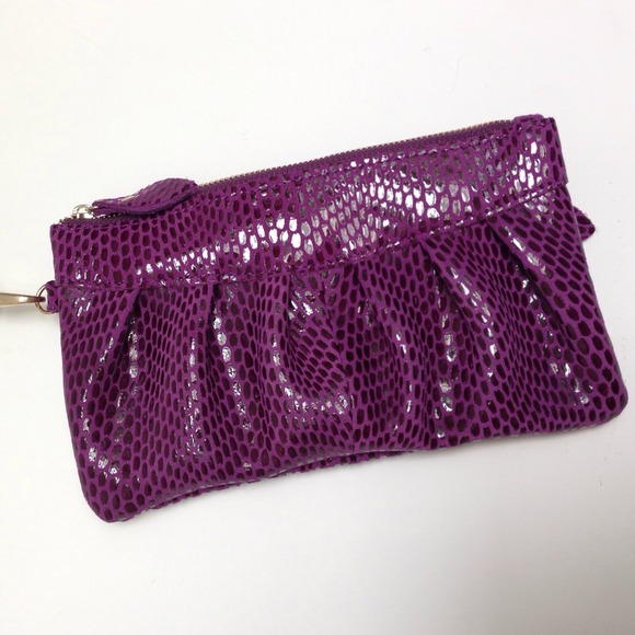 Faux snake skin clutch, purple