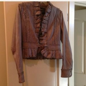 Victoria's Secret grey leather jacket.