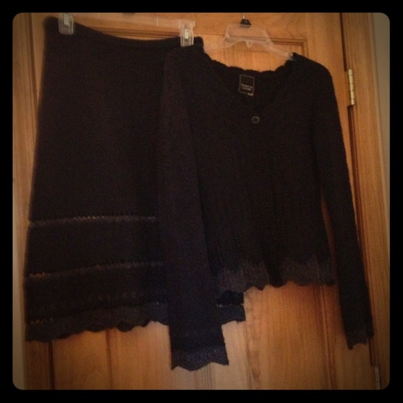 Nanette Lenore sweater skirt and matching cardigan