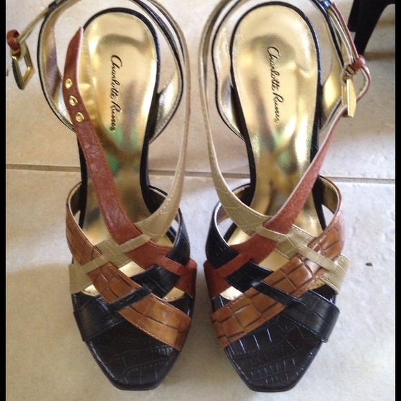 Brown strappy heels