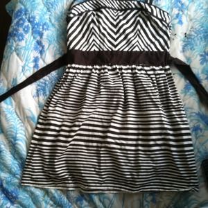 Brown and White Dress