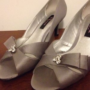Silver cocktail heels