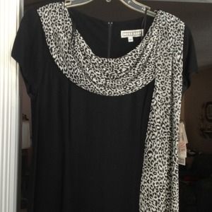 ***Reduced*** Long Black Dress with Attached Scarf