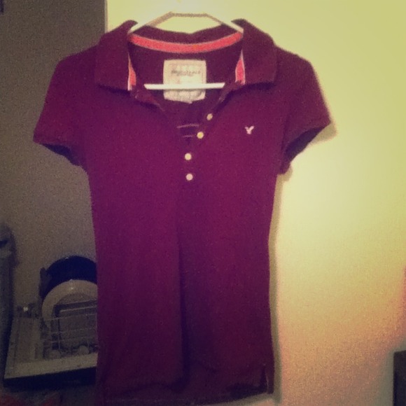 American eagle collard purple shirt
