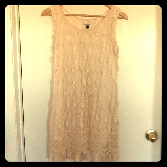 Lace, crochet, and silk dress