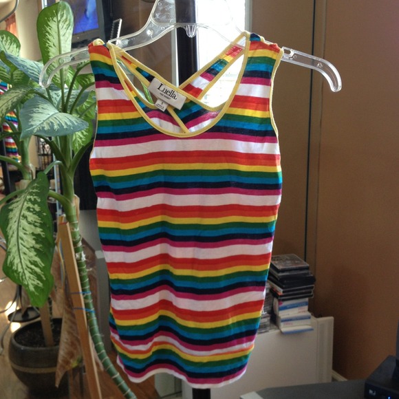 Rainbow criss cross racerback tank
