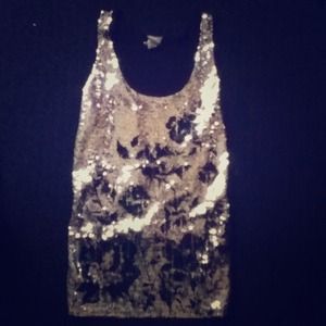Black/Silver Sequins Tank-Top