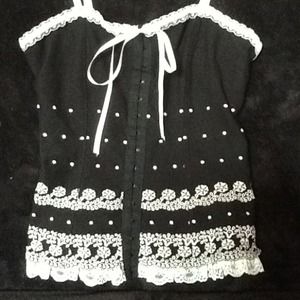 Super cute black and white lace top