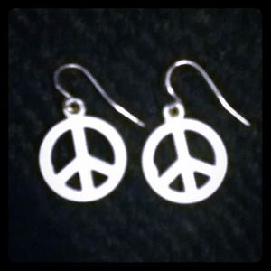 White Peace Sign Earrings