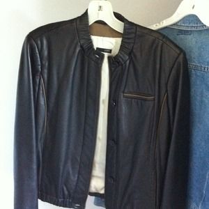 J. Crew black women leather jacket.