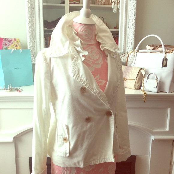 J. Crew True White Ruffle lined Jacket
