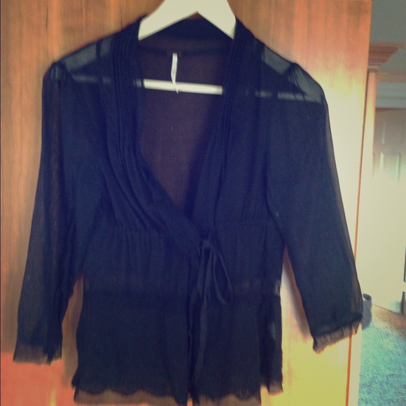 Black Free people top with sheer panels and lace