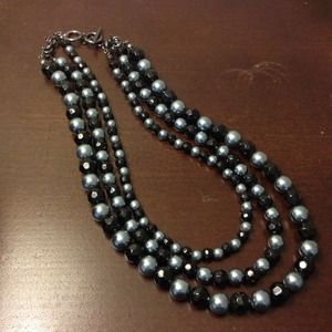 Tahitian Pearl & Black Bead Necklace