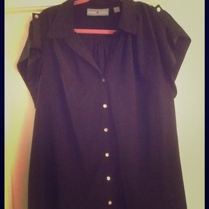 * SOLD * Stylish Long Black Blouse-Plus Size