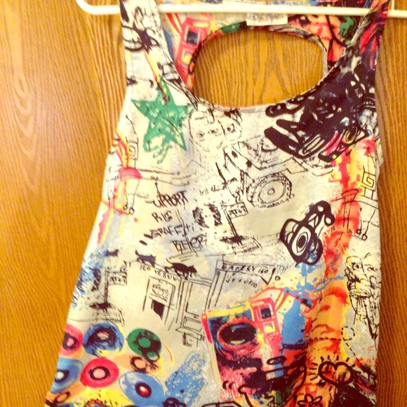 Graphic silk tank