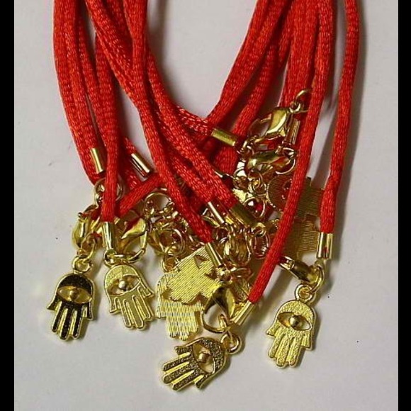 5 red hamsa bracelets