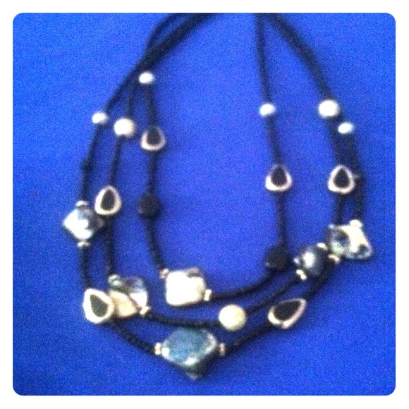 Blue silver and black necklace