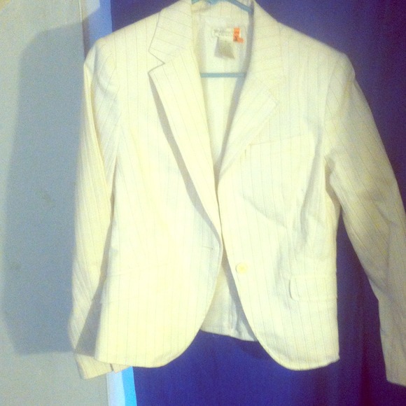 White with grey pin strip blazer