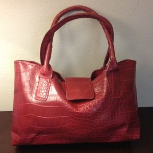 Crocodile-embossed Red Bag