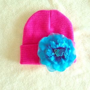 Girls Winter Hat with a Pin on Flower