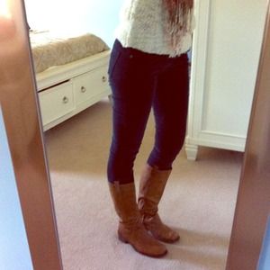 Mallard Blue Skinny Cords and North Face Jacket