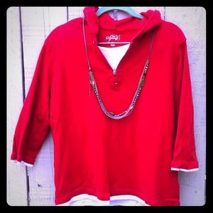 SOLD -- Red top w/ hood & white trim -- bundled