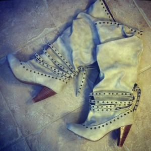 REDUCED! FIRM! Cream Slouch Boots!