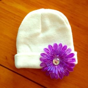Girls Winter Hat with Pin on Flower