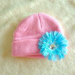 Girls Winter Hat with a Pin on Flower