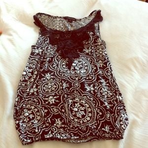 twenty one black and white tank w lace in front