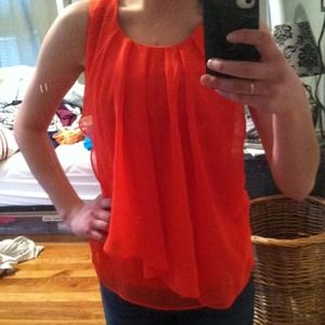 Classy Chiffon Orange Tank