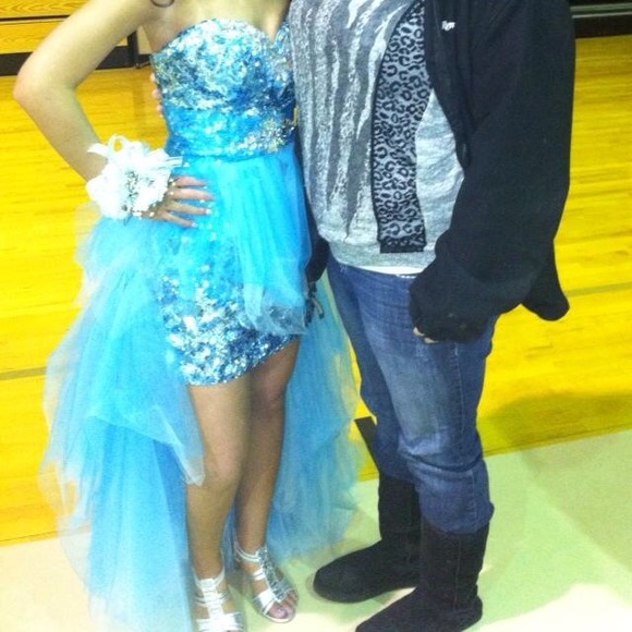 Blue prom dress.