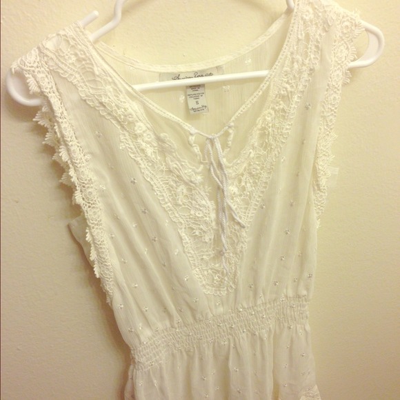 White sheer with lace shirt