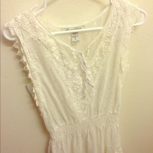 White sheer with lace shirt