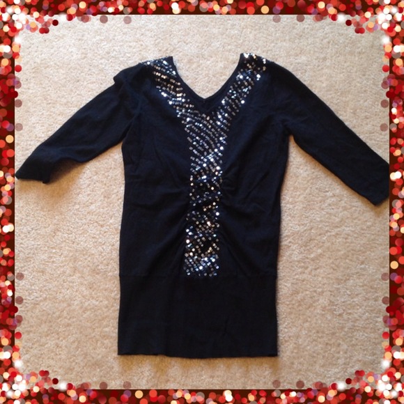 Wet seal 3/4 sleeve sequins sweater