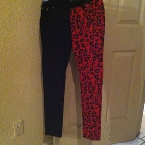 Red cow print skinnys