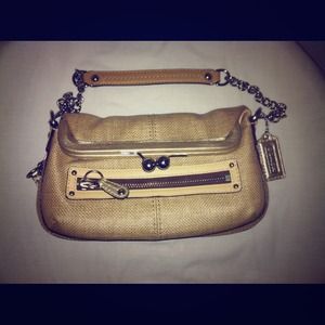 Gold/Beige Twist Snap Coach purse**Reduced**