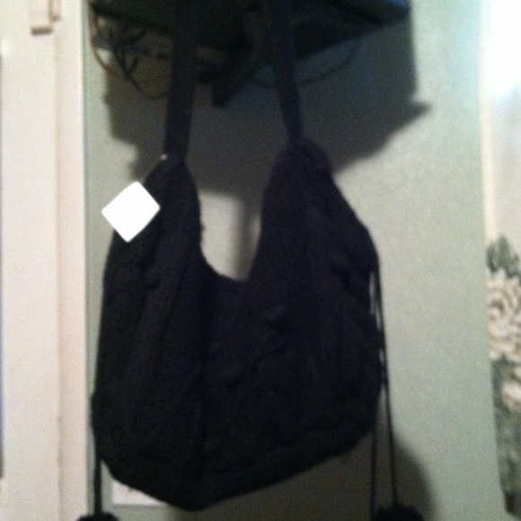 Black crochet purse