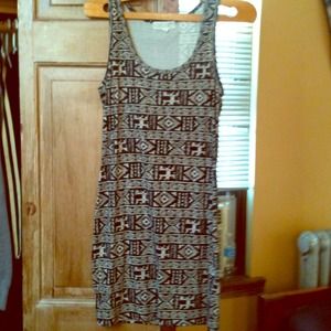 Tribal print Black and Tan short dress