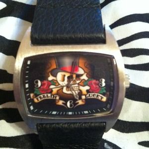 Mens Lucky brand watch black leather band