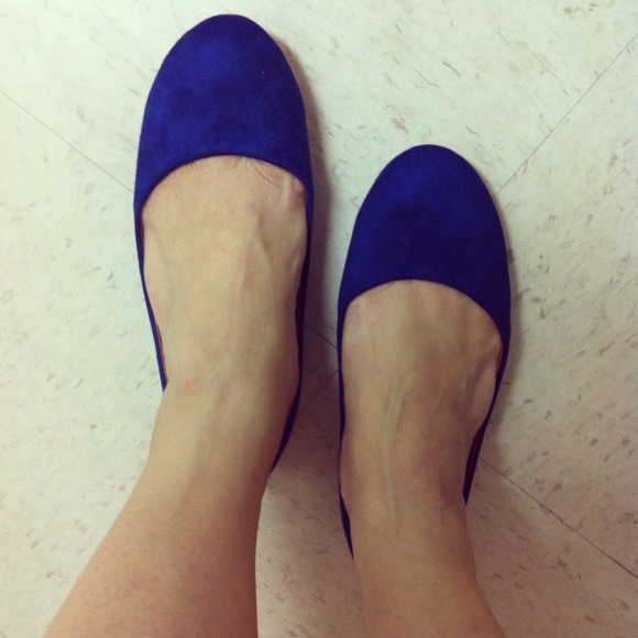 Cobalt blue suede ballet flats