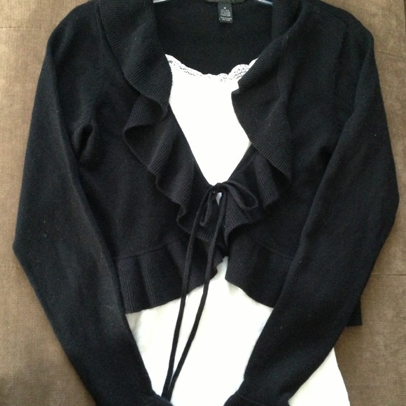 Black sweater with ruffle edge