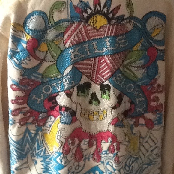 Ed Hardy studded zip up hoodie
