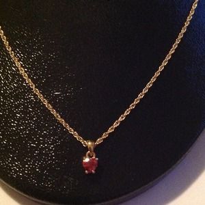 Gold necklace red/S 18inch NEW
